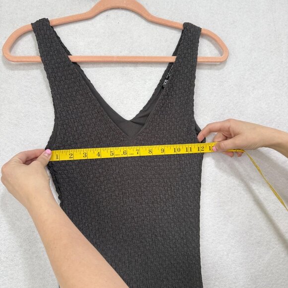 Zara Dress Womens Small Gray Textured Knit Sleeveless V Neck Maxi New Tags - Picture 5 of 12